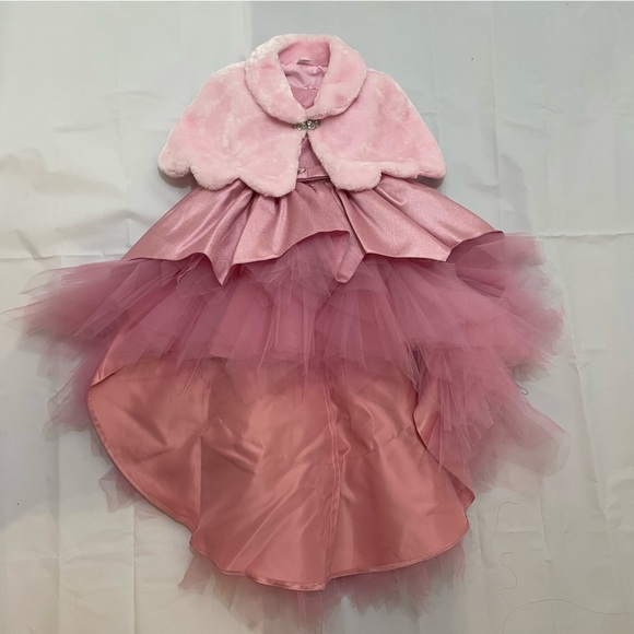 Stunning Girls’ Formal Dress with Pink Tulle & Accent Coat | Size 4 - Picture 1 of 14
